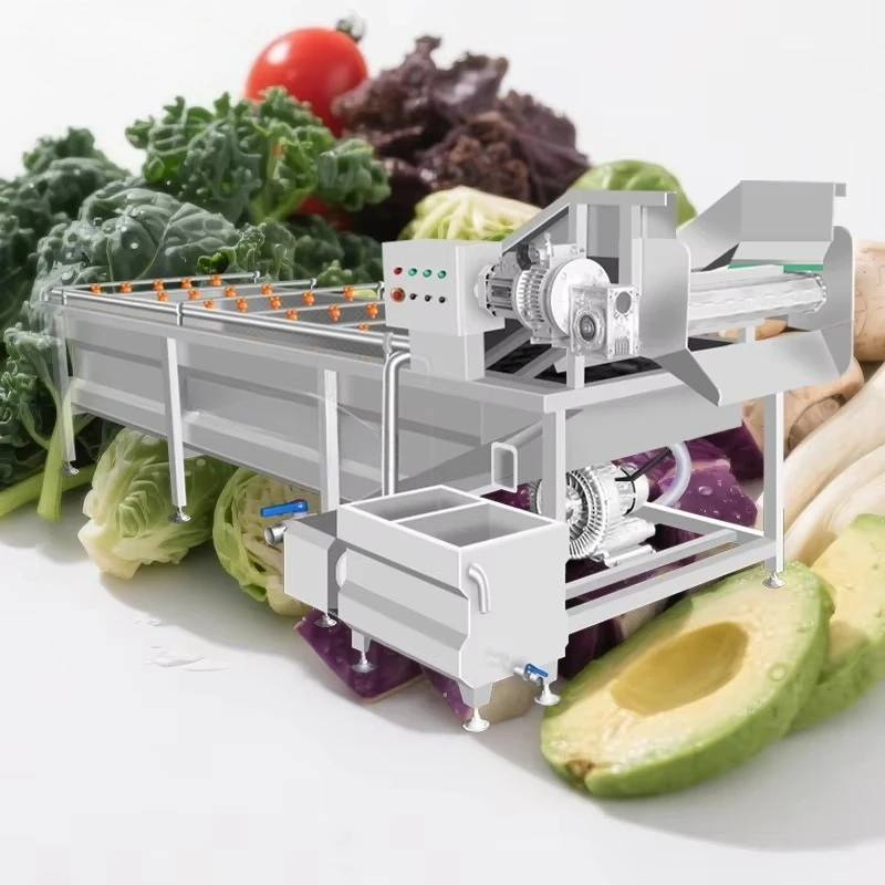 Industrial Automatic Lifting 304 Stainless Steel Vegetable & Fruit Washing Machine PLC Control Motor Pump Customizable Capacity