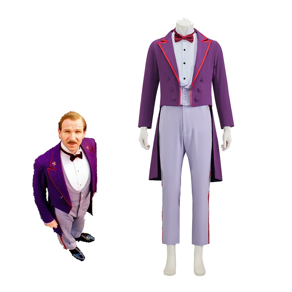 

The Grand Budapest Hotel M. Gustave Outfits Purple Tuxedo Suit Men's Regency Outfits Halloween Carnival Cosplay Costume