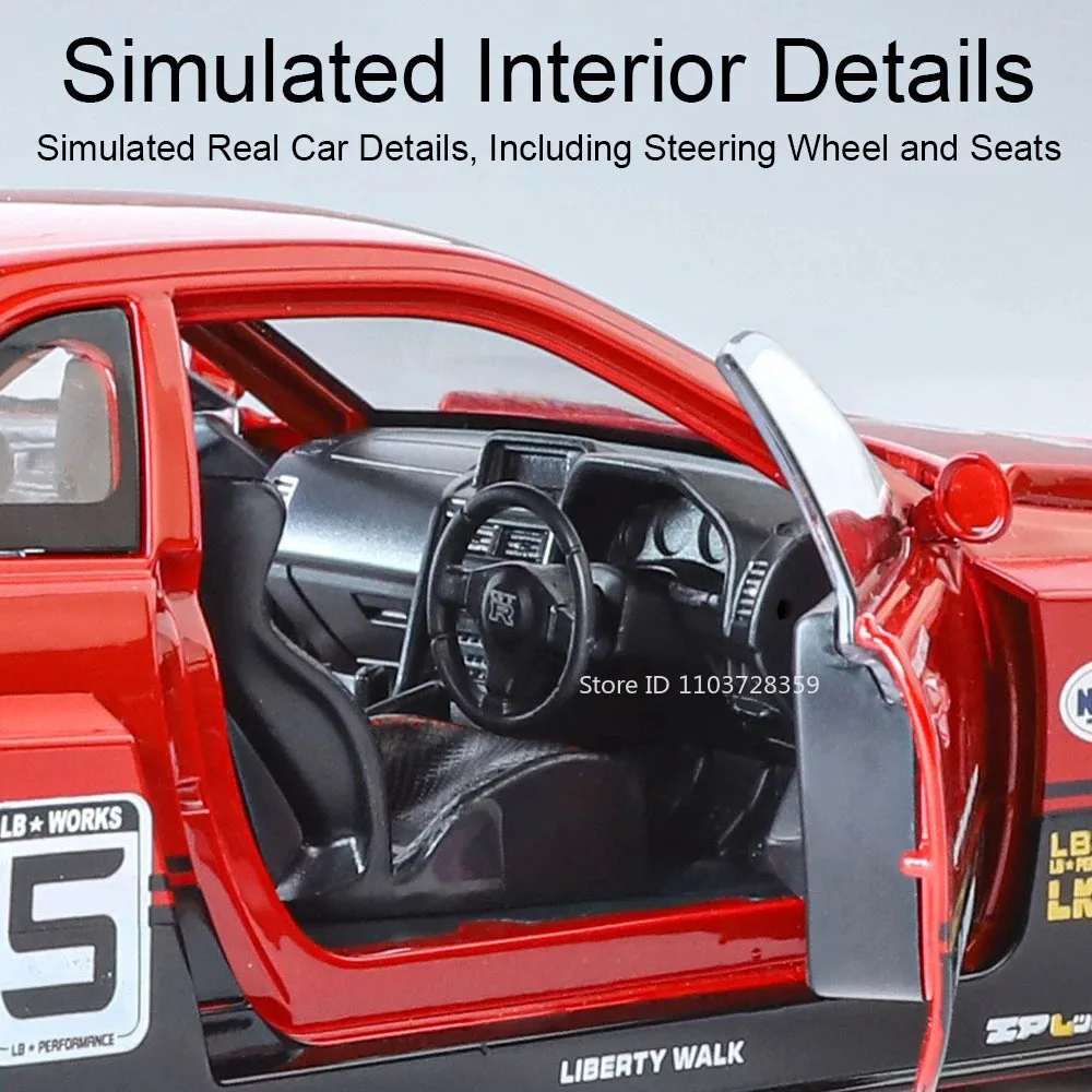 1:24 Tourbillon GTR S15 Modell Sportwagen Spielzeug Legierung Druckguss Sound Licht Türen geöffnet Stoßdämpfung Ornament Supercar für Kinder – Detail 20