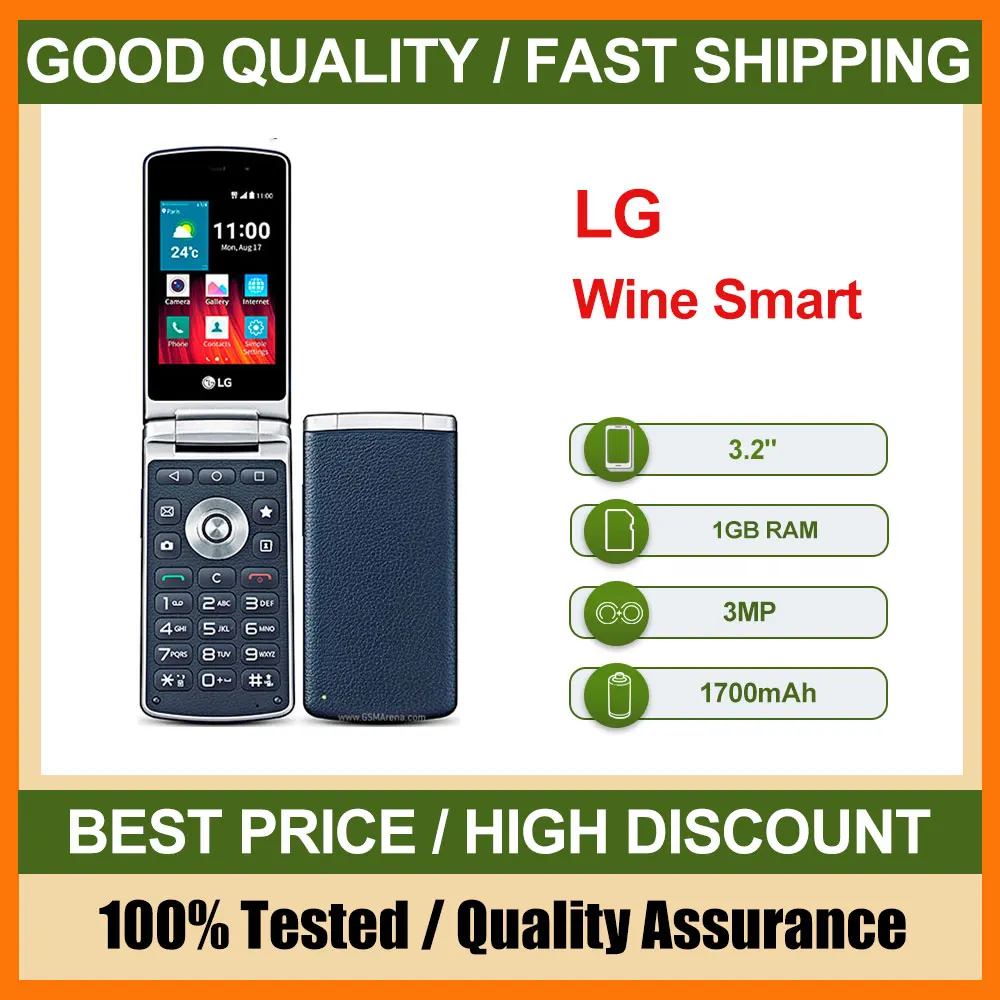 هاتف LG Wine Smart D486 مستعمل أصلي 4G هاتف محمول 3.2 بوصة 4 جيجابايت ROM 3.5 ميجابكسل هواتف أندرويد الذكية بحالة جيدة #1
