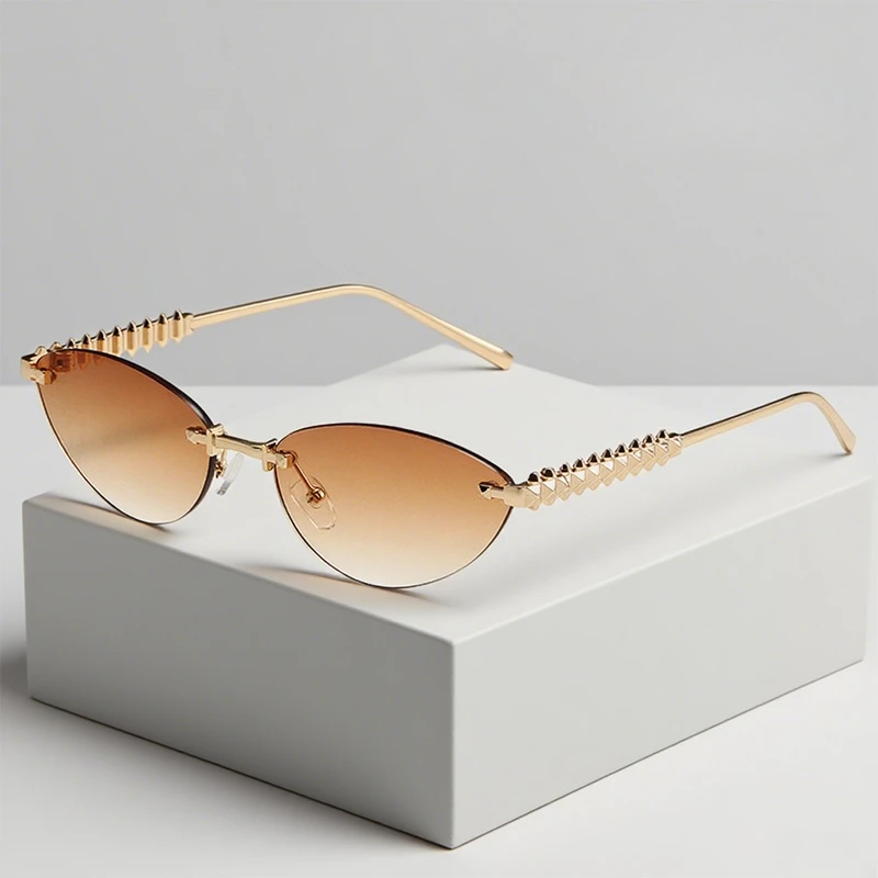 

Men's and Women's Fashion Cat Eye Sunglasses Metal Rivet Legs Sunshade UV Glasses Luxury Brand Outdoor Popular Sunglasses