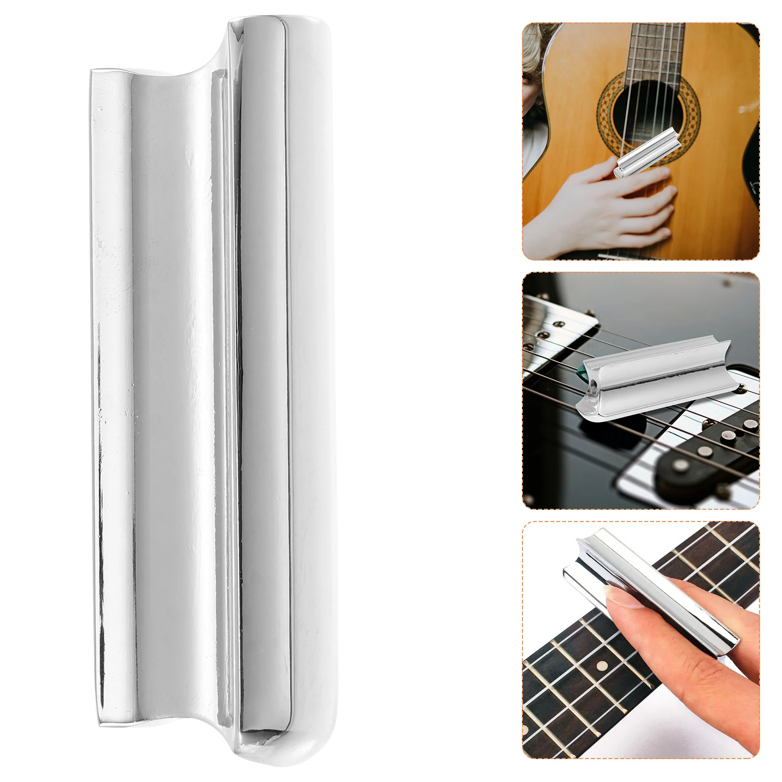 

Metal Guitar Slide Silver Zinc Alloy Professional Tone Bar For Sustain Bright Sound Practical Guitar Accessory Instrument Part
