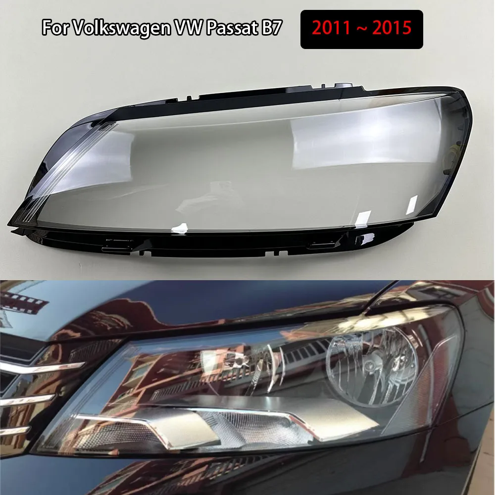 

For Volkswagen VW Passat B7 2011 ~ 2015 Front Headlamp Cover Transparent PC Lampshade Headlight Shell Lens Plexiglass