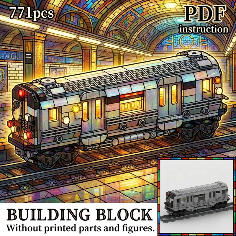 

DIY Building Bricks Toy City Public Transport Subway Vehicle Construction Set Metro Railway