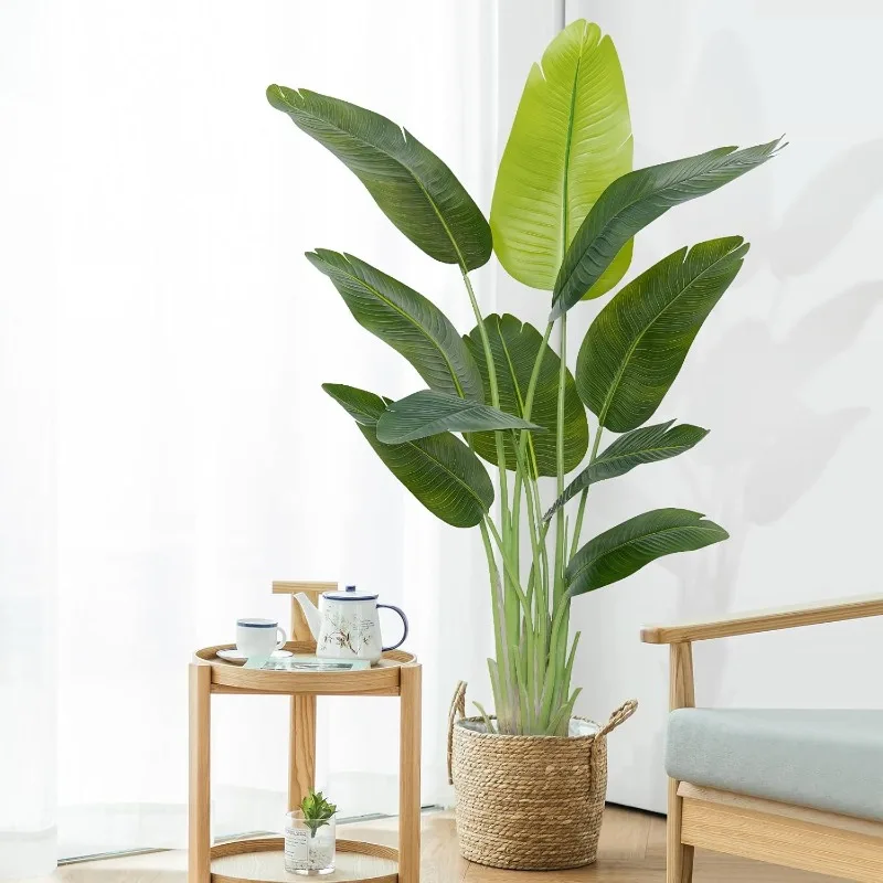 

Lifelike Bird of Paradise Artificial Plant Faux Banana Leaf Tree with 10 Trunks
