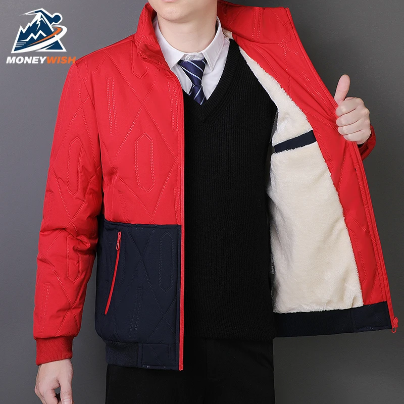 MONEYWISH سترة قطن 2025 نمط جديد اللون منعت الصوف سميكة مكافحة البرد الدافئة معطف مقنع في الهواء الطلق الشتاء الرجال معطف القطن #1