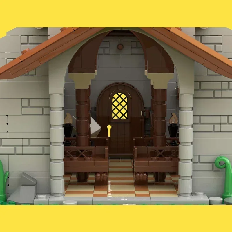 

medieval church bricks medieval castle town house street view scene blocks modular castle church architecture bricks moc gift