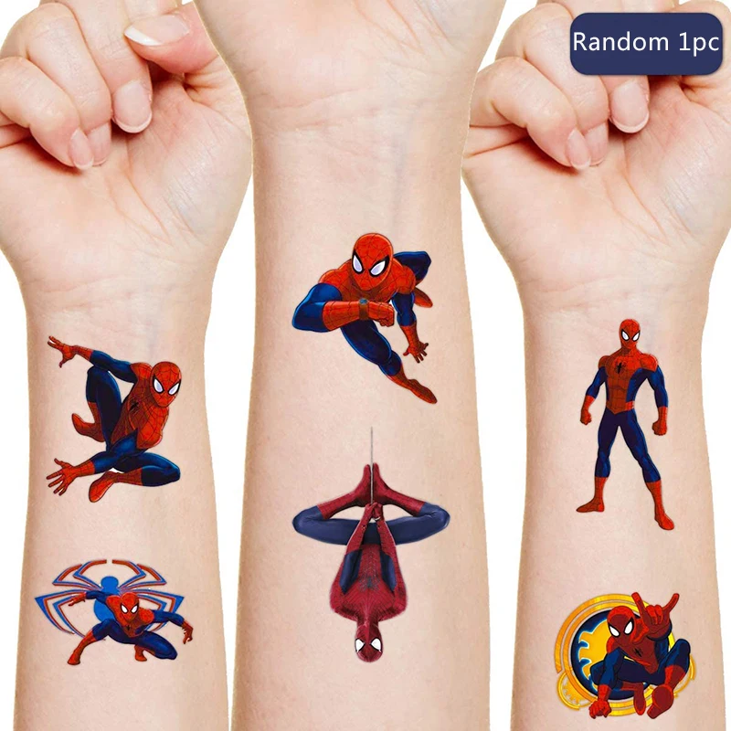 Marvel Tattoo Stickers Waterproof Cute Spider-Man Hulk Sticker Iron Man Funny Anime Birthday Party Supplies Decoration Kids Gift