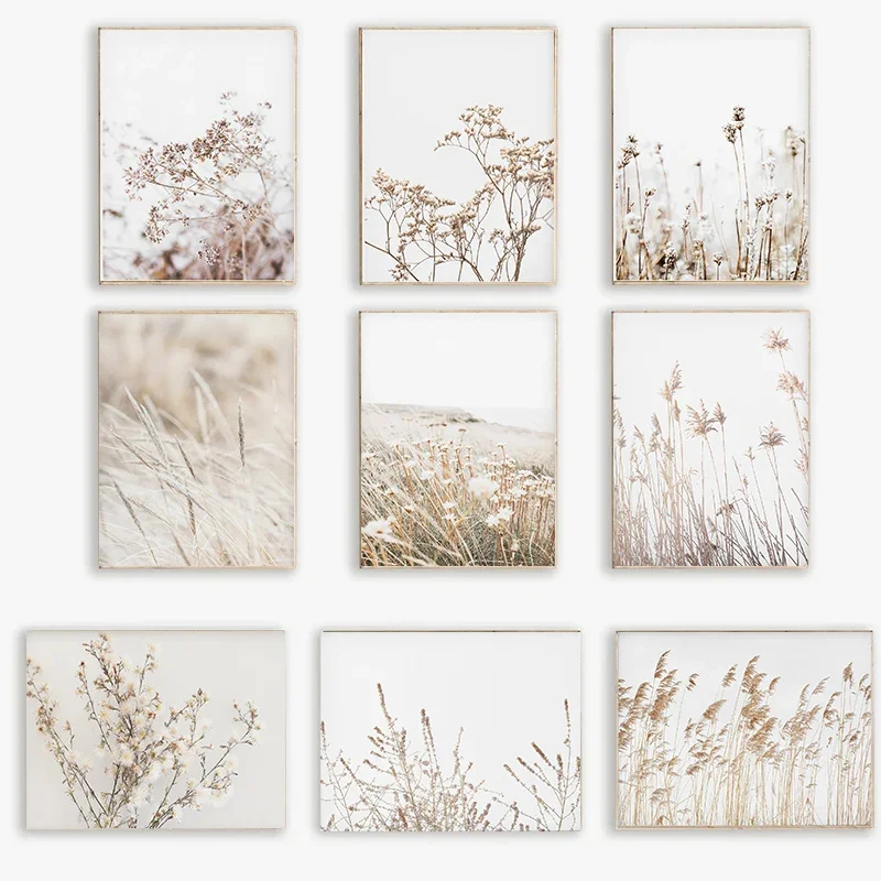 The Swaying Hay Series in The Fields Themed Canvas Printing Fashionable and Popular Colors Mural Studio Home Decoration Art G