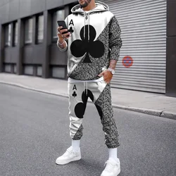 Playing Card 3D Printed Men's Tracksuit Set Casual Hoodie+Pants 2pcs Set Autumn Winter Fashion Sweashirt Oversized Kids 2PC Suit