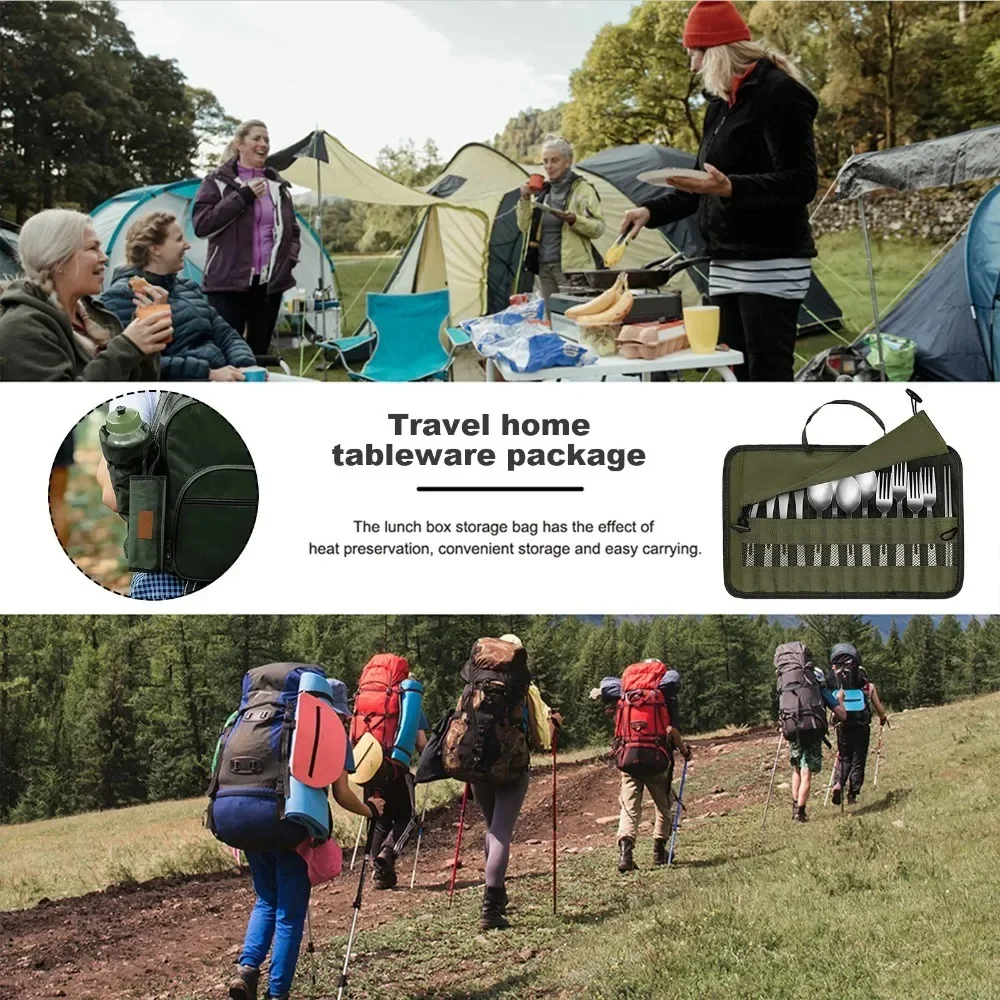 Tragbare Rollbare Aufbewahrungstasche für Outdoor-Camping, Besteck-Aufbewahrungstasche, Wasserfester Koffer für Gabeln, Löffel, Essstäbchen – Detail 11