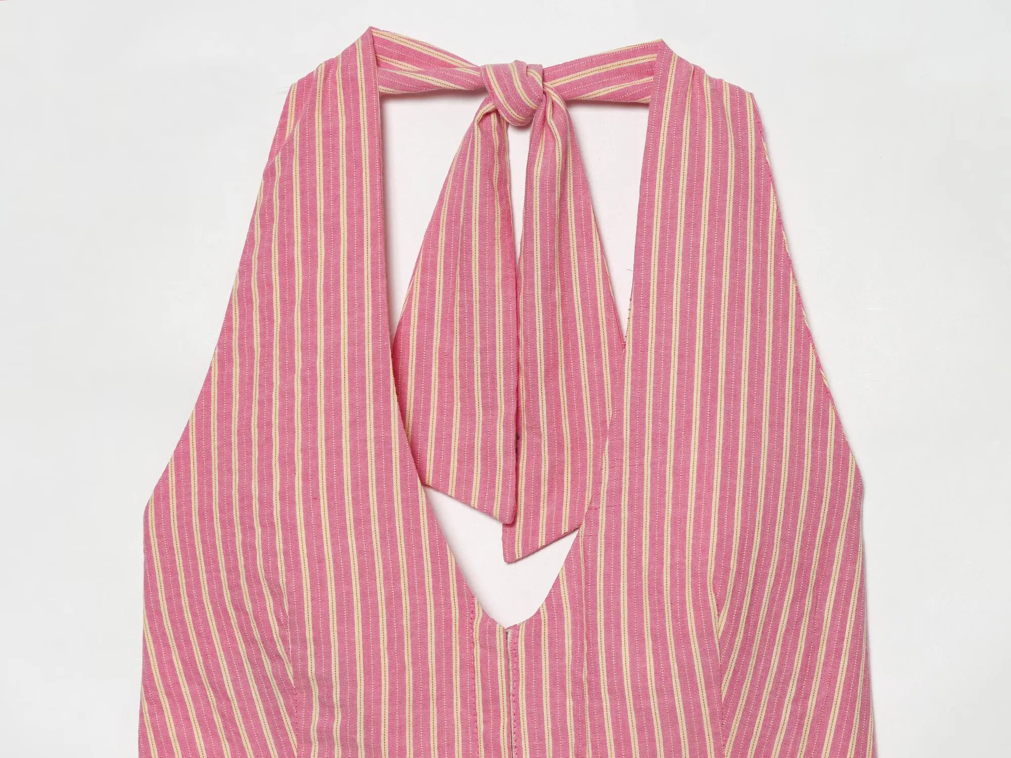 KONDALA Chic Summer Pink Striped 2026 Women Suit Neck-mounted Short Vest+ Drawstring Wide Leg Long Pants Fashion Y2K Female Suit - view 5