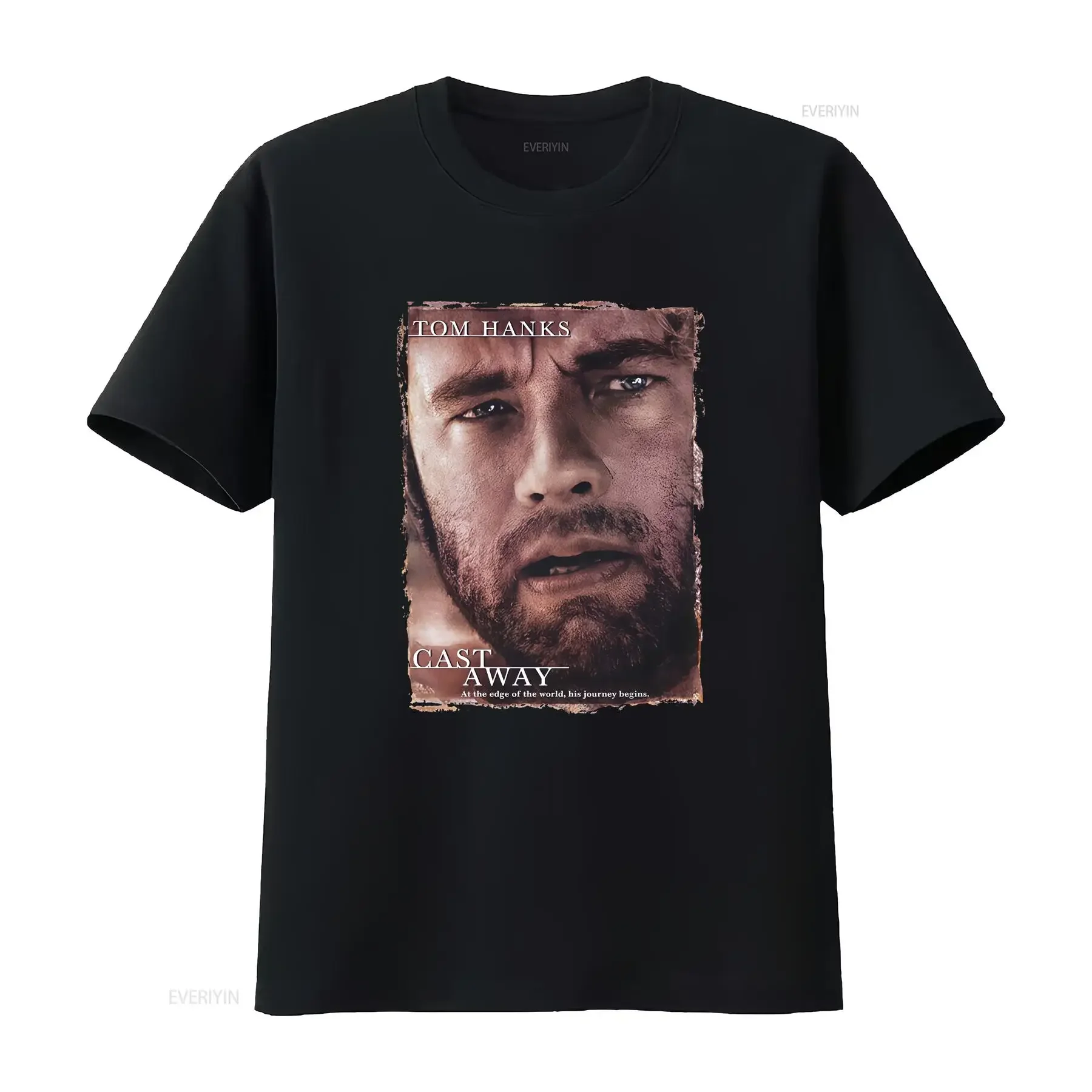 Cast Away Movie Tom Hanks Logo Men's White T shirt Size S 3XL vintage Washed homme Stylish streetwear Soft Breathable Casual