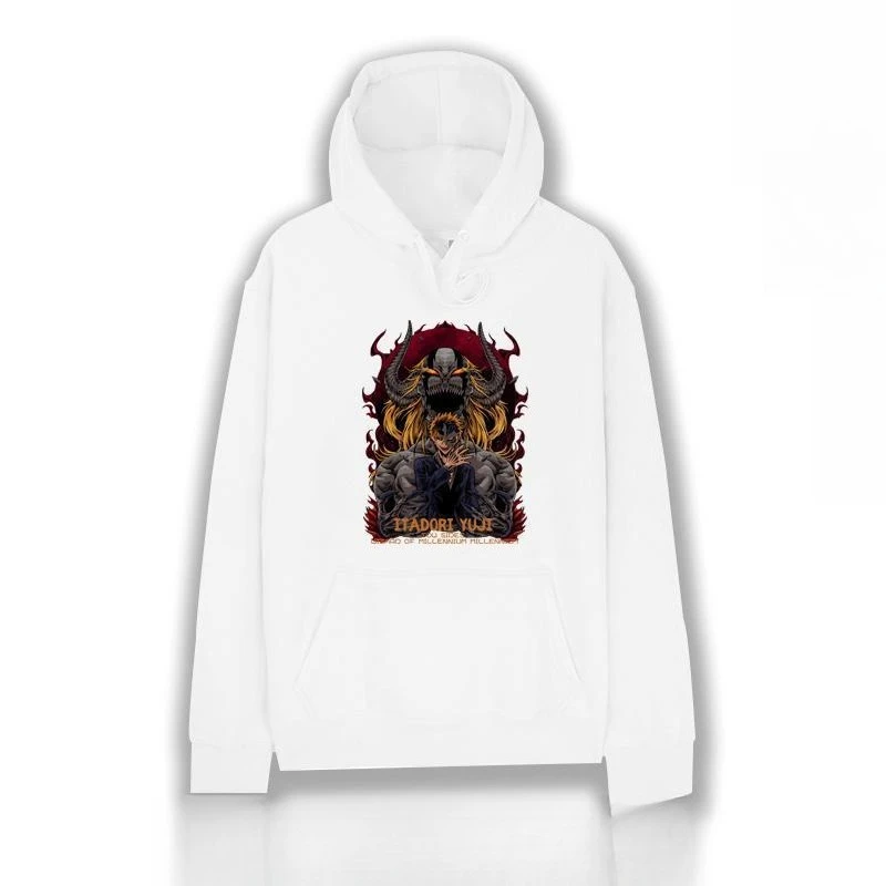سترة رياضية بغطاء للرأس من Spell Back Battle Knotweed Hisahito Five Wufu Black Hui Print Fall New للجنسين بغطاء للرأس حراري مقاس كبير