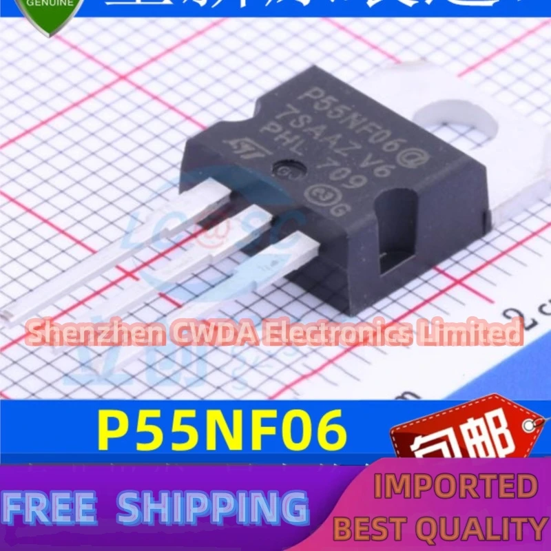 10PCS-20PCS   P55NF06 P55NF06L STP55NF06 50A60V  TO-220 In Stock Can Be Purchased