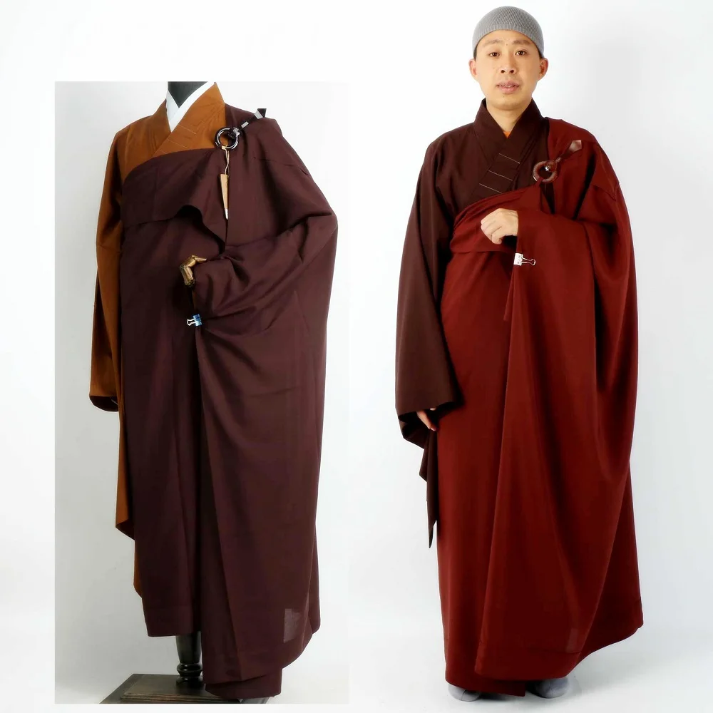 Asian Temples Monk's Robe + Outerwear Suit Buddhist Lay Man's Inner Wear + Kasaya Outer Vestment Nun Matching Gown + Cassock