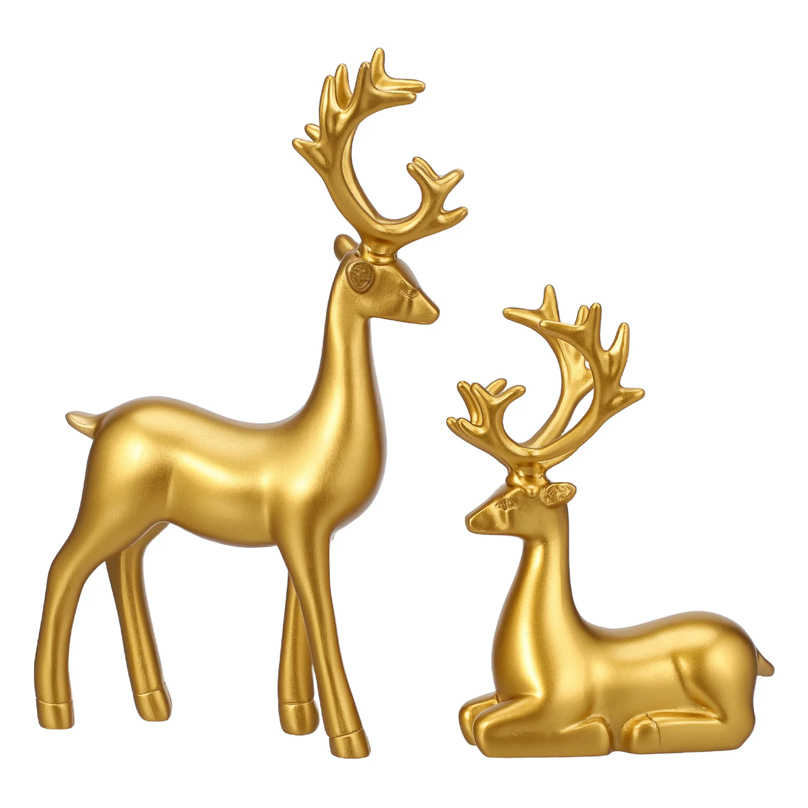 

2 Pcs Reindeer Sculpture Resin Statue Sitting Standing Living Room Decor Holiday Tabletop Elk Christmas Decorations