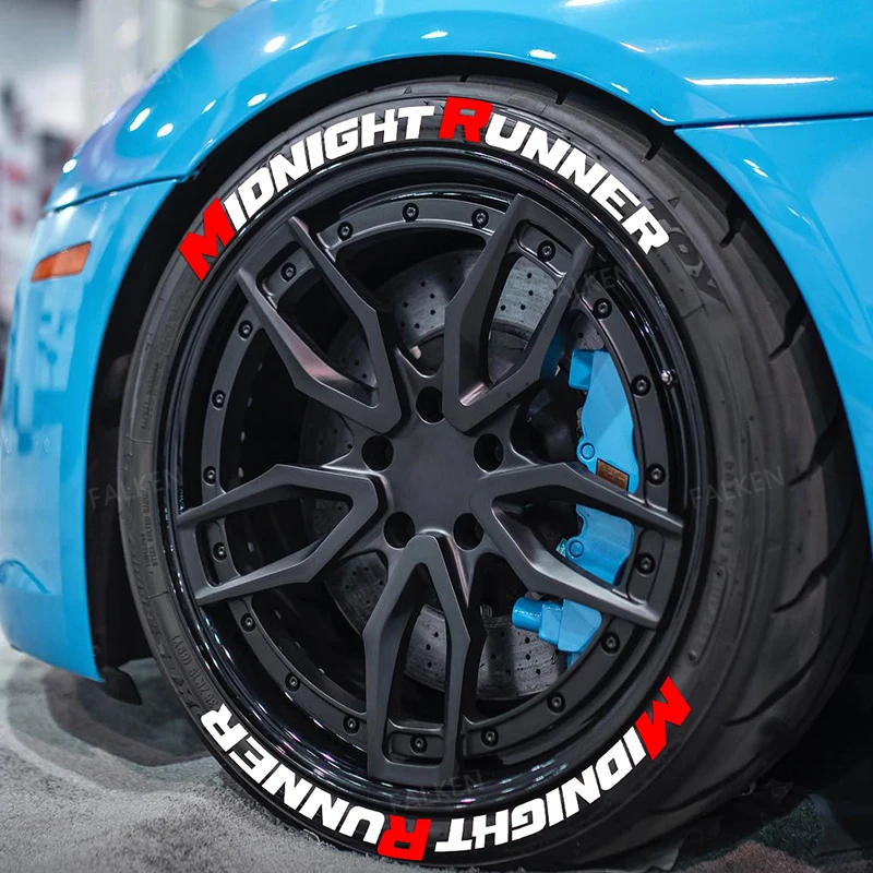

MIDNIGHT RUNNER автомобильная шина с буквами, наклейка из ПВХ, персонализированные декоративные наклейки на колеса, адаптация для авто, мотоциклов, аксессуары