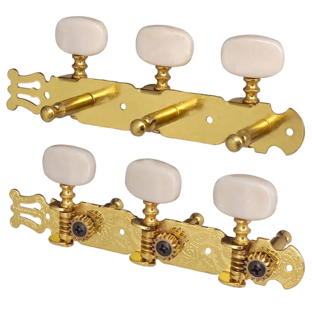 Acoustic Guitar Tuning Pegs Semi Closed Machine Head Gold Metal Replacement Folk Guitar String Tuners for Music