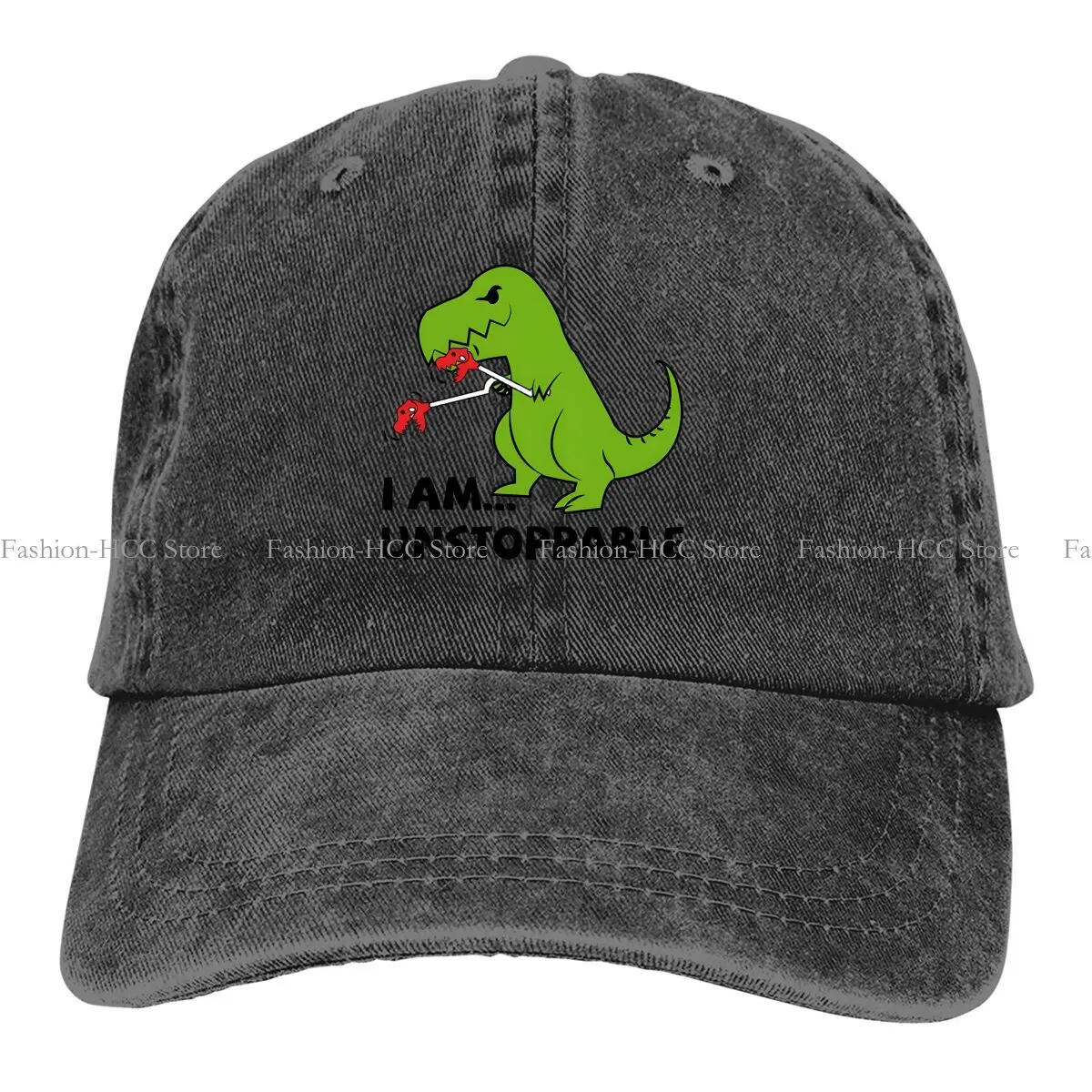 

Washed Men's Baseball Cap I Am Unstoppable Trucker Snapback Caps Dad Hat Dinosaur Golf Hats