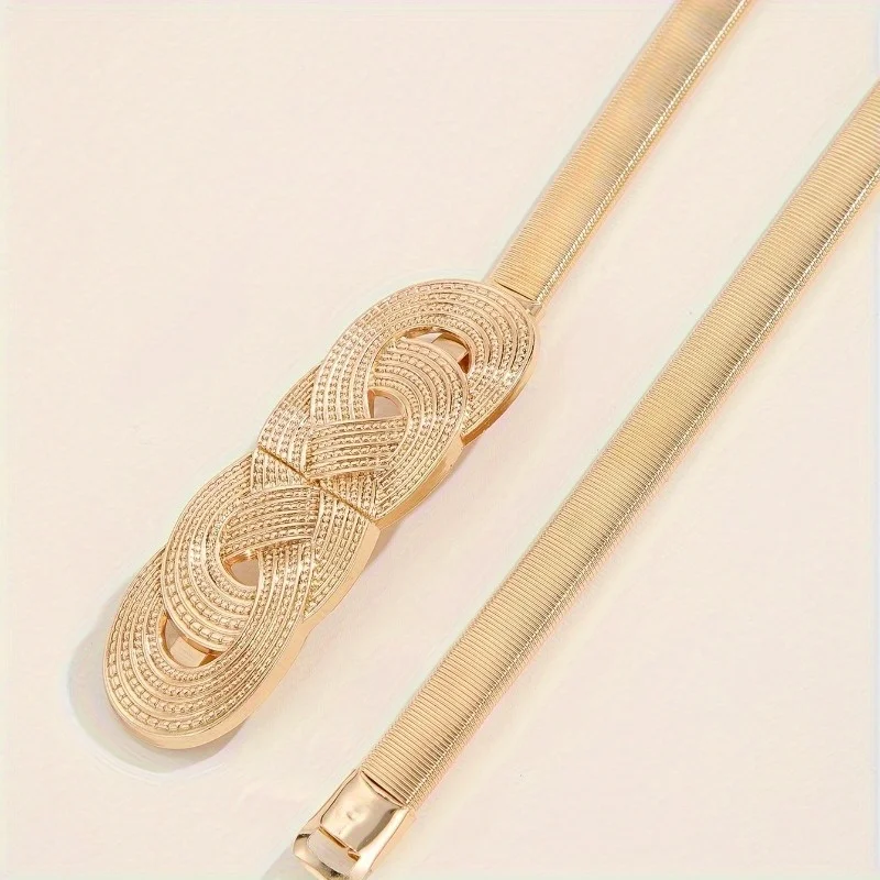 Vintage Copper Waist Chain Belt - Knotted Elastic Waistband Dress Belt for Women, Fashion Accessory & Gift