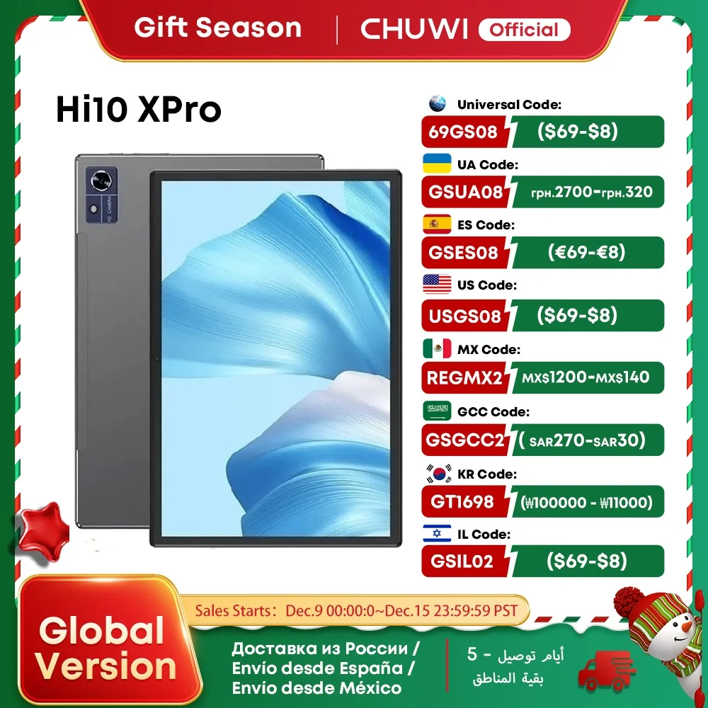 CHUWI Hi10X Pro Unisoc T606 4G LTE Schermo IPS da 10.1 pollici 800*1280 4GB RAM 128GB ROM Tablet 2.4G/5G Wifi Android 13 Tablet PC