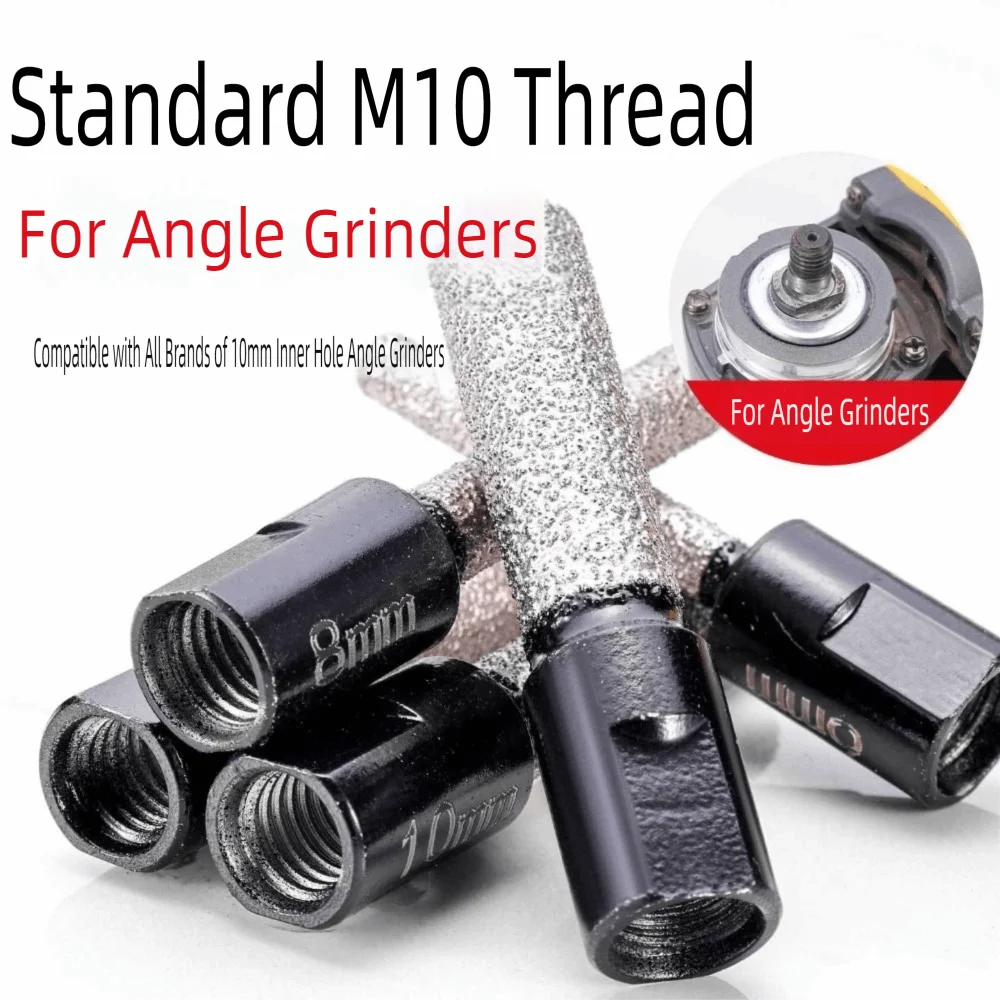 Broca de muela abrasiva soldada por diamante M10, amoladora angular portátil de 6-12mm, broca de perforación en seco, broca de amoladora angular