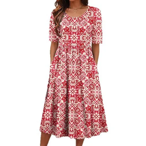 Nouvelles robes de soirée Ropa Para Mujer printemps été plage vacances robe femmes imprimé grand ourlet nouvelle ligne a robe de Style de banlieue