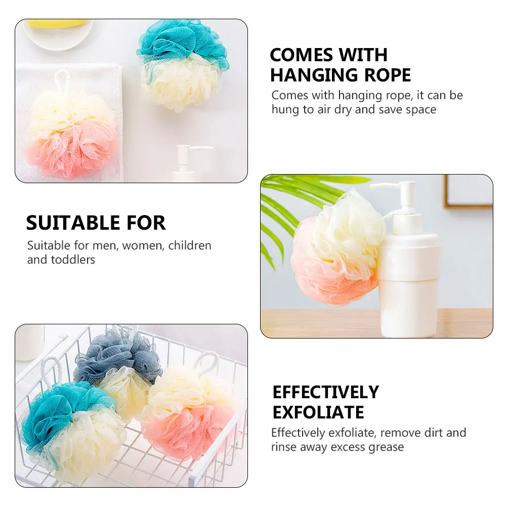 

8pcs Shower Bath Balls Exfoliating Mesh Pouf Scrubber For Family Travel Hang Dry Bath Accessories Men Women Kids
