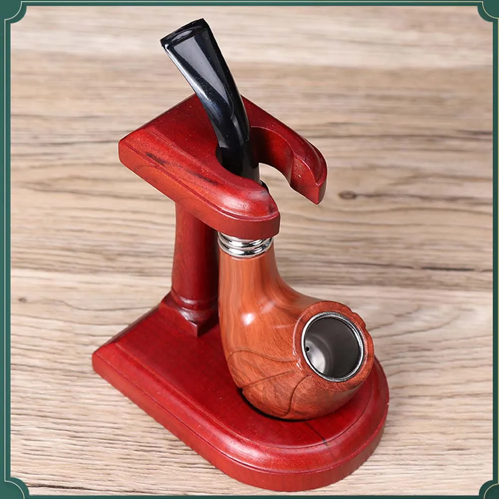 Fashion Exquisite Pattern Resin Detachable Cleaning Filter Curved Pipe Imitation Solid wood Tobacco pipe Smoking Pipes Gifts