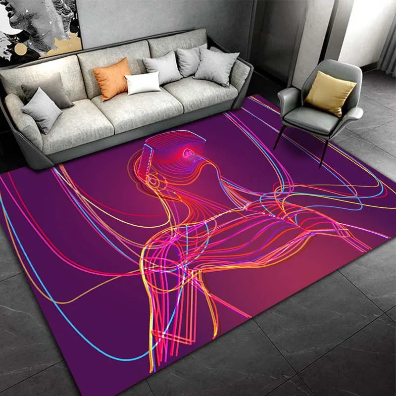 LARGE SIZE Future Science Cool VR Pattern Carpet Rug for Living Room Bedroom Home Decor Non-slip Floor Play Mat Birthday Gift