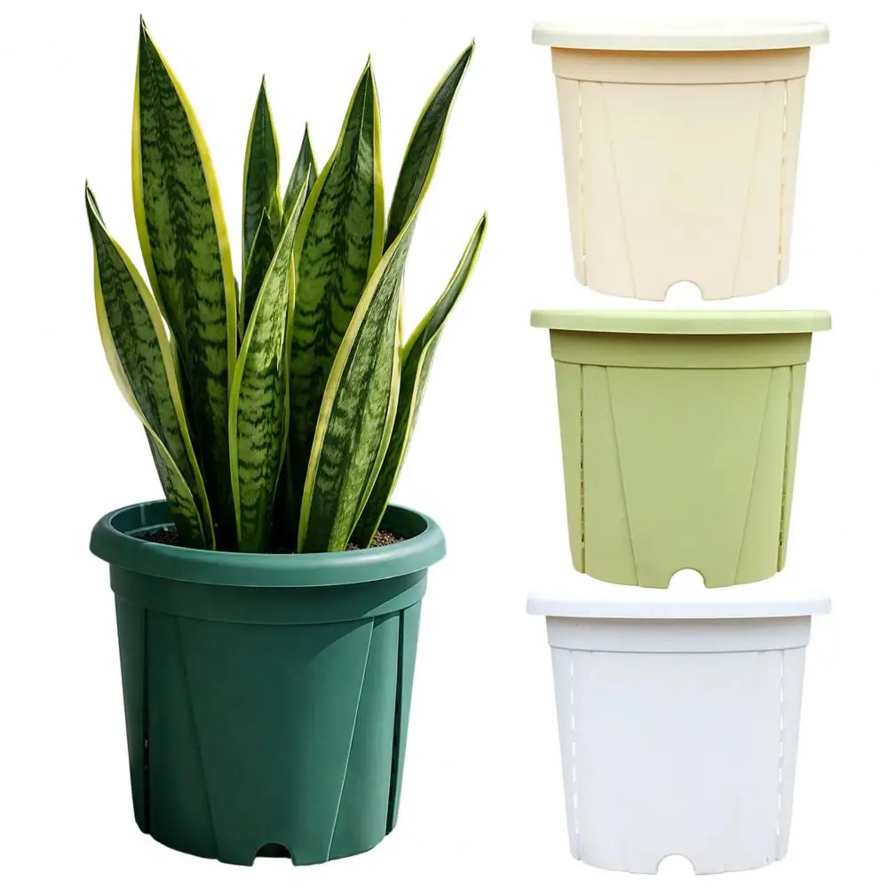 Breathable Resin Plant Pots Indoor Outdoor Garden Planters Resin Flowerpot with Drainage Holes Saucer Breathable for Healthy