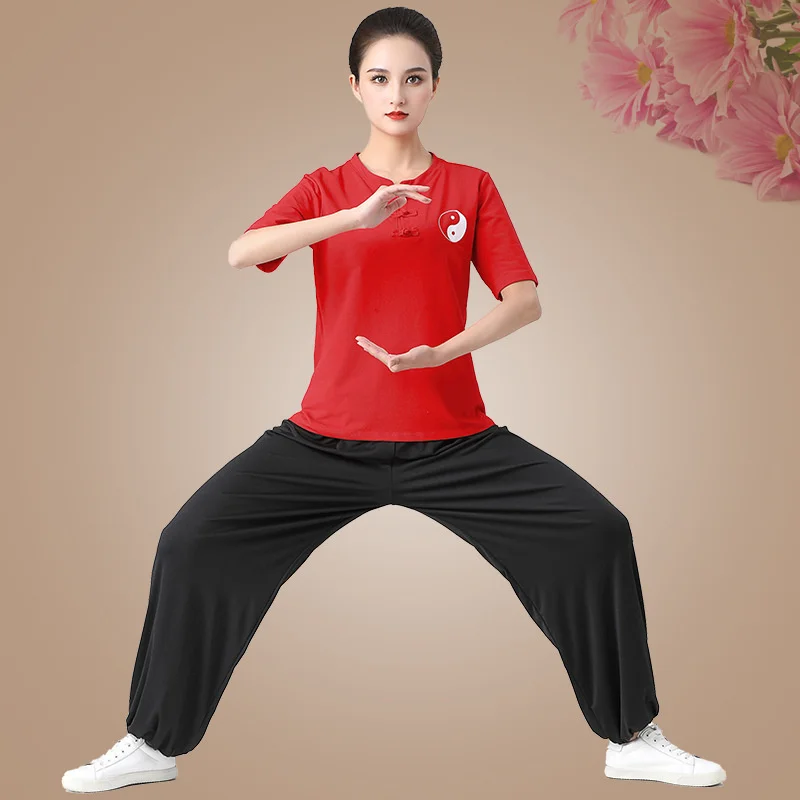 Set di abbigliamento tradizionale cinese uomo donna primavera estate Tai Chi Kung Fu uniformi Wushu Top Pants costumi da allenamento