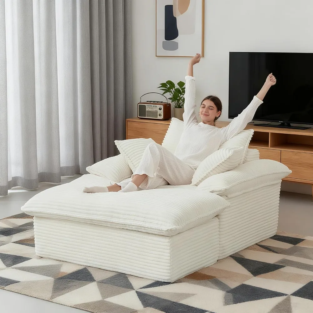 كرسي استرخاء بدون عظم: أريكة داخلية منجدة مريحة كبيرة الحجم مع مساند للذراعين و3 وسائد لغرفة المعيشة #2