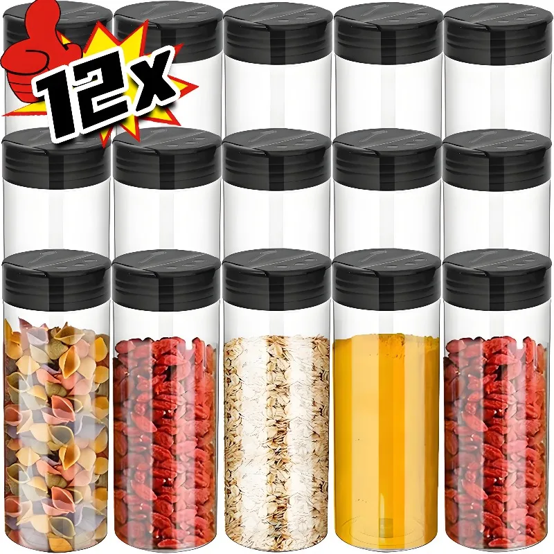 12/1 قطعة زجاجة توابل بلاستيكية شفافة ملح فلفل الهزازات الشواء المطبخ التوابل الجرار صندوق بهار المطبخ مسحوق تخزين يمكن #1