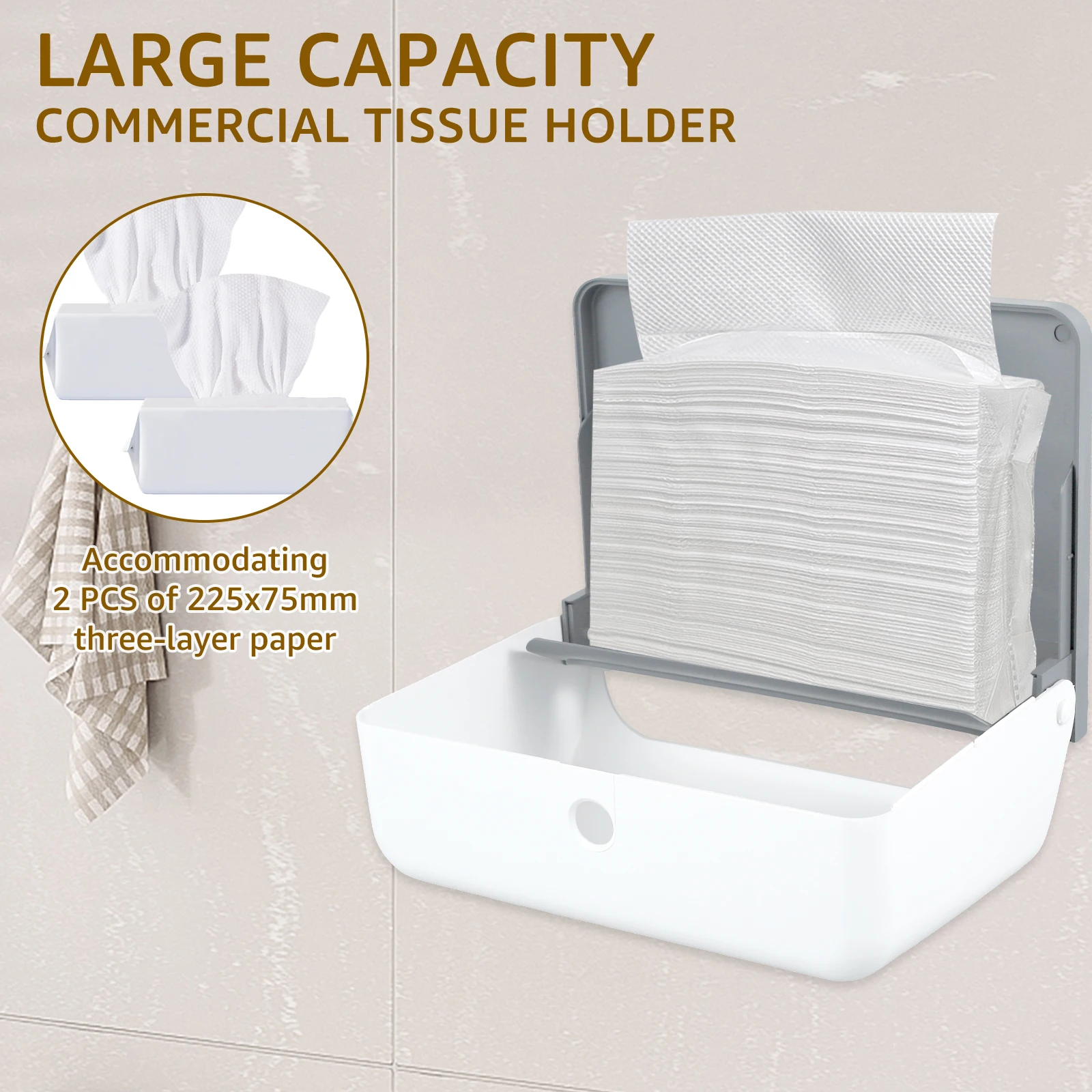 Wall Mount Toilet Paper Dispenser Punch Free Toilet Tissue Drawer Box Paper Towel Holder for Bathroom Restroom Kitchen Supplies