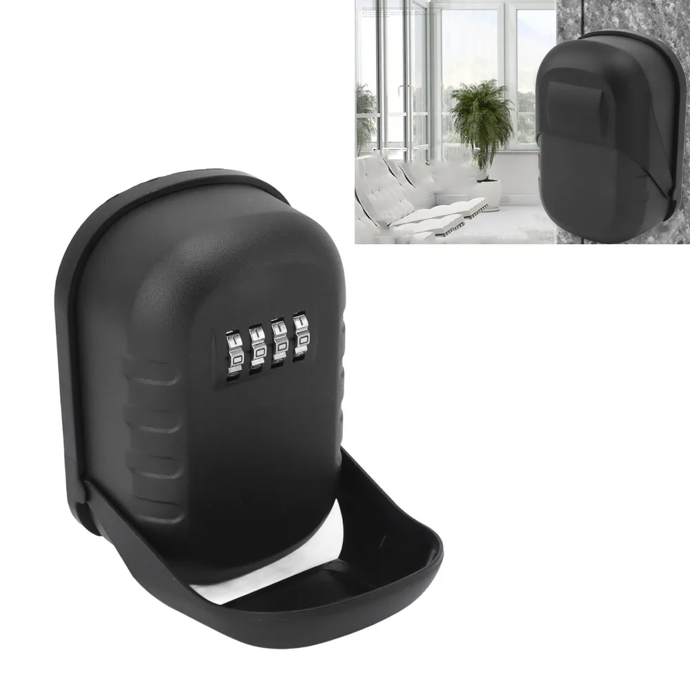 Security Wall Mounted Key Lock Box Black Anti-Dust Combination Lock Box Security Lock Box Outdoor