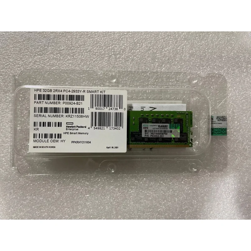 For HP P00924-B21 32GB 2RX4 DDR4 PC4-2933Y ECC REG RDIMM Server RAM P06189-001 P03052-091 for HPE Gen10 Servers