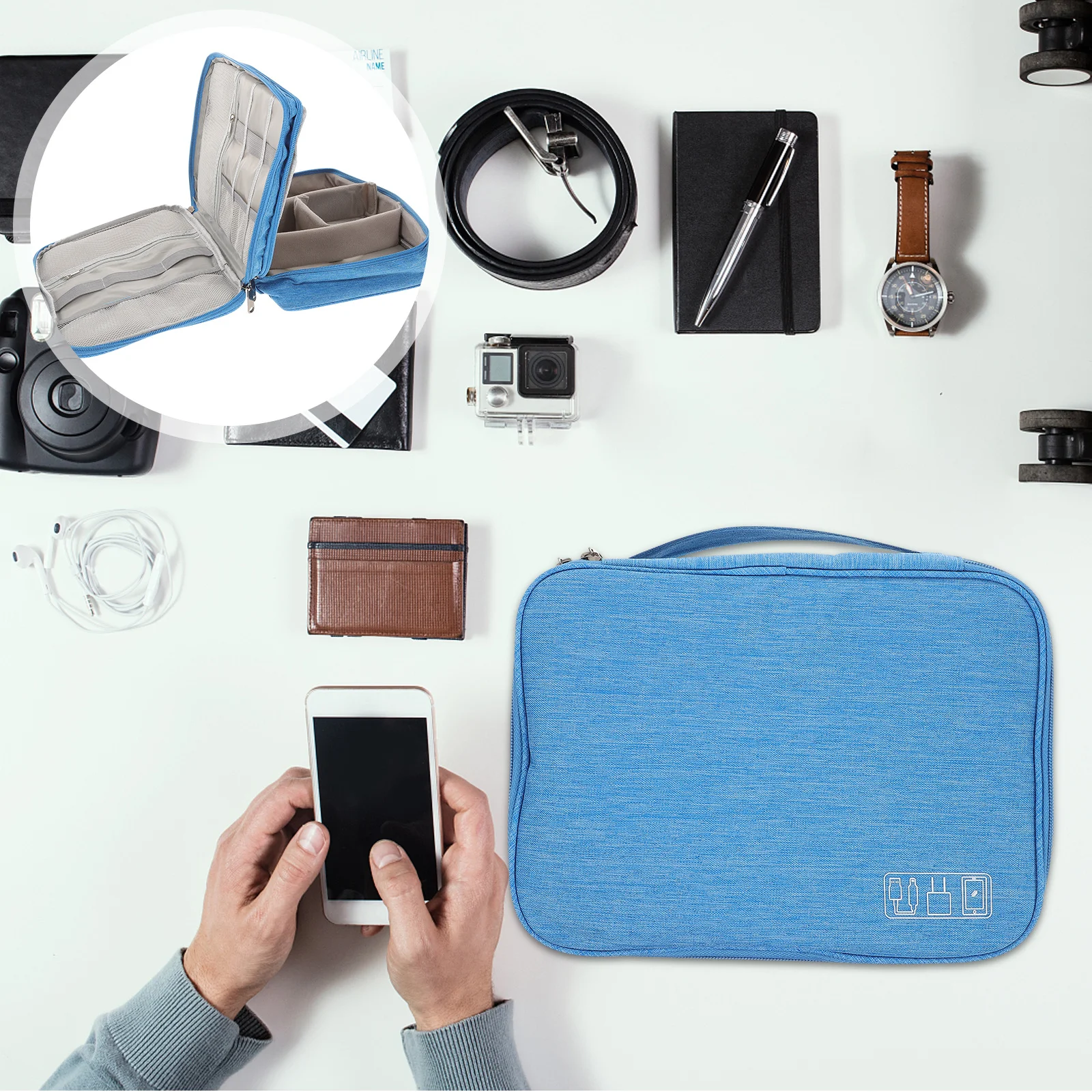 حقيبة رقمية مقاومة للماء من البوليستر خفيفة الوزن ومحمولة وحقيبة تخزين إلكترونية لفلاش ماوس USB #4