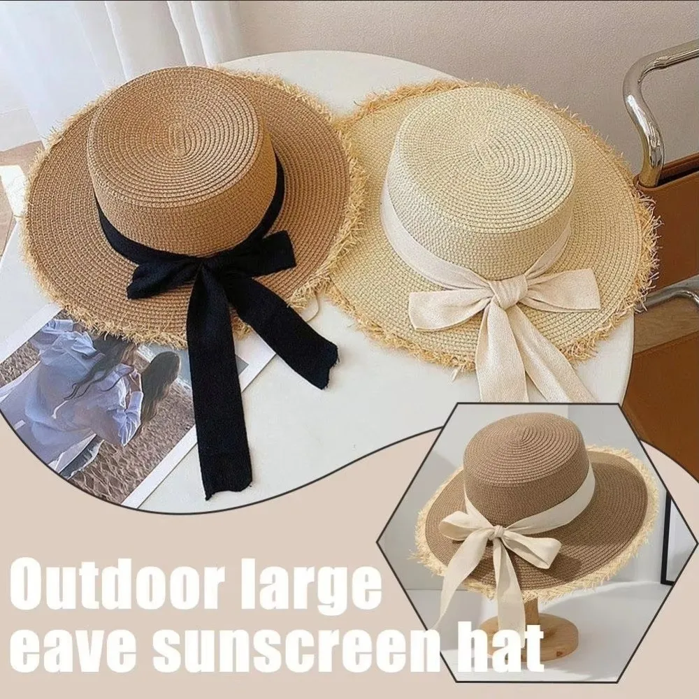 Casual Breathable Fisherman Hat Big Eaves Foldable Sun Hat Wide Brim Flat Top Beach Hat Women's