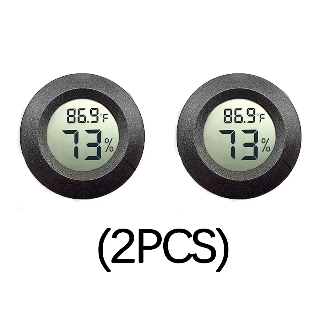 Rundes digitales LCD-Thermometer für Auto, Innenraum, Zigarre, Weinschrank, digitales Temperatur- und Feuchtigkeitsmessgerät, Haustier-Acrylbox