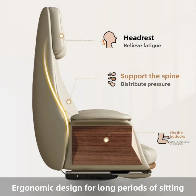 Leather office boss chair home study Height adjustable lunch break office chair comfortable sedia ufficio ergonomica Furniture