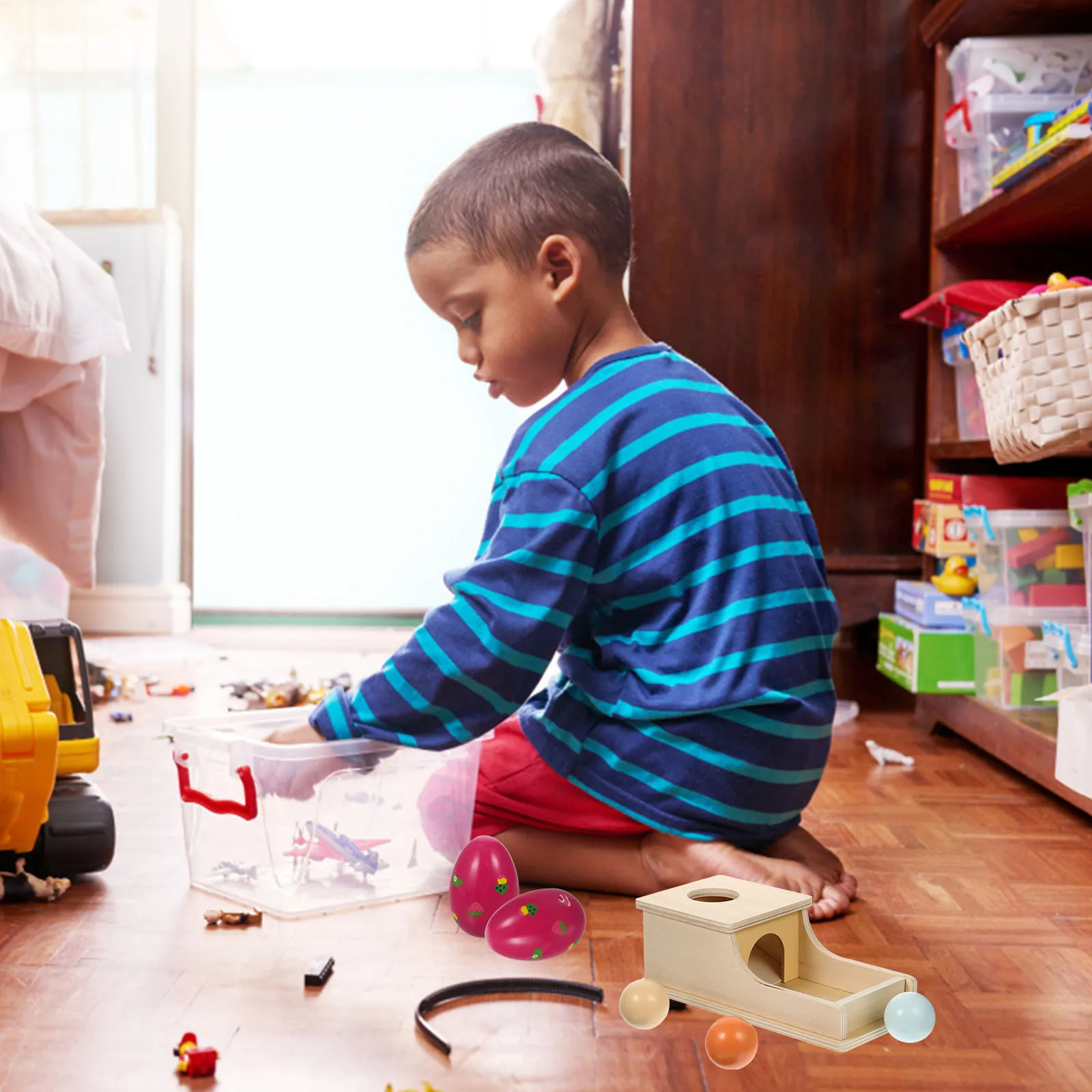 1 szt. Montessori Skrzynka na Monety Zabawka Edukacyjna dla Niemowląt i Dzieci Rozwijająca Motorykę Małą Sensoryczna Gra dla Niemowląt Drewniane Klocki Edukacyjne