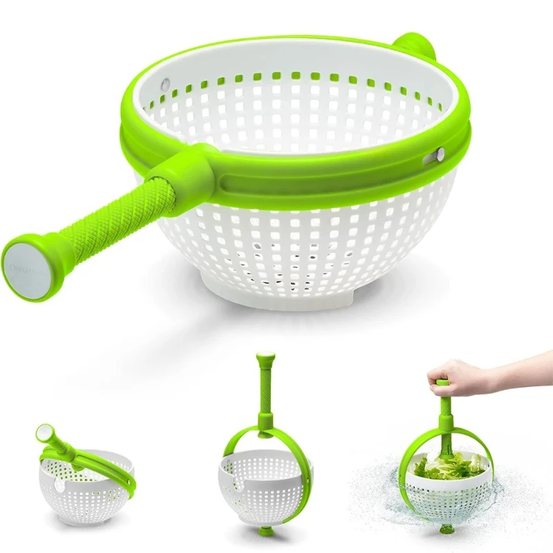 Large Capacity Salad Spinner 2 in 1 Salad Spinner Colander Strainer Collapsible Vegetable Washing Filter