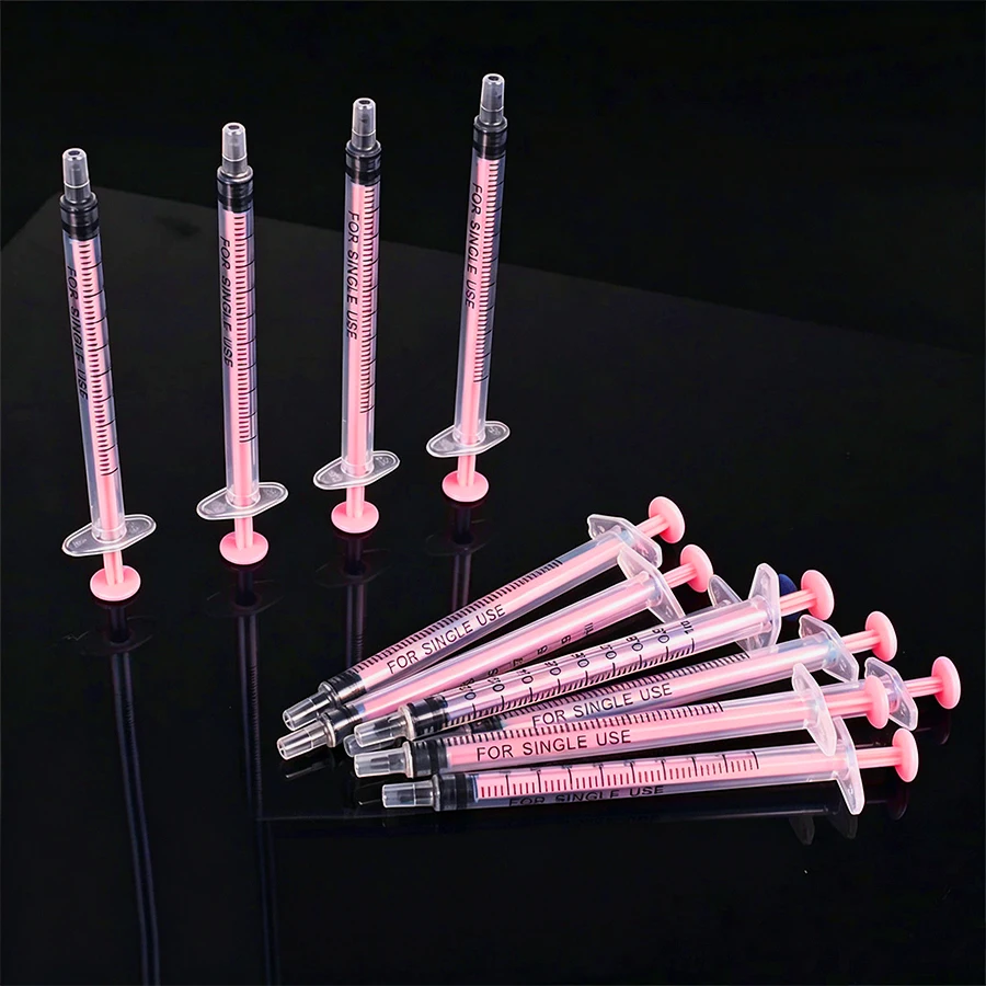5/10/30/50/100 Stück 1ml Rosa Nadelfreie Kunststoffspritze Großpackung - Für die orale Verabreichung an Haustiere, Flüssigkeitstransfer im Labor und Klebstoff-Öl-Dosierung – Detail 4