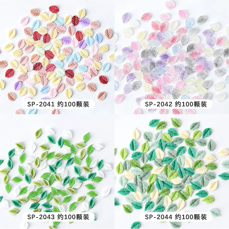 100PCS 3D Acrylic Nail Art Leaf Charms Foliage Accessories Parts For Manicure Decor Nails Decoration Design Supplies Material