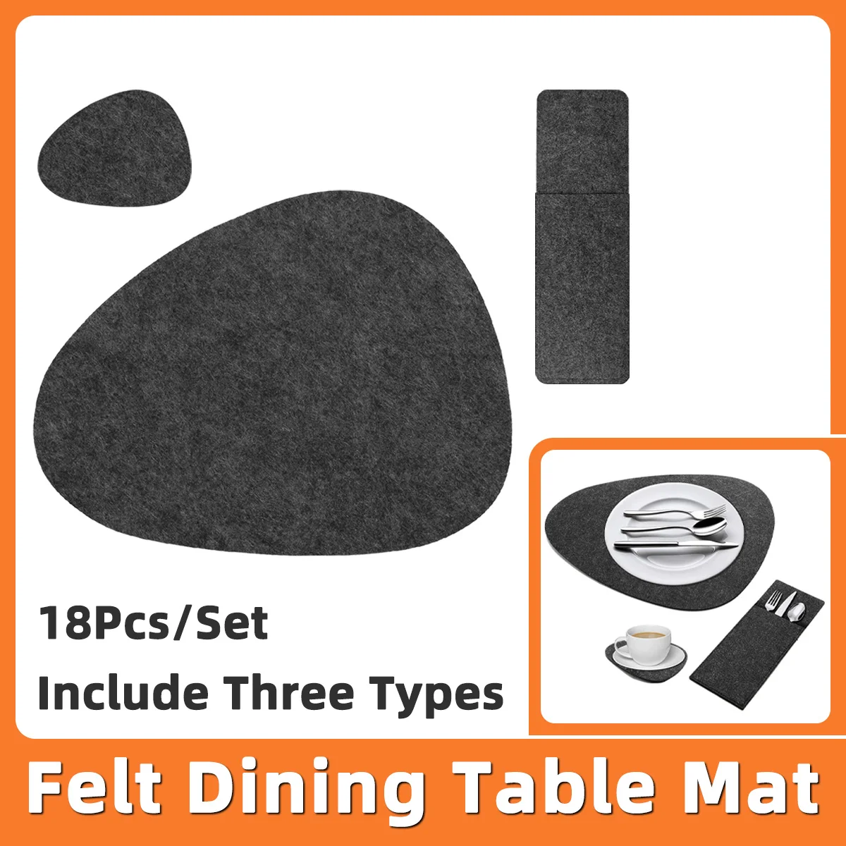 Circular Dining Mat Anti Slip Felt Dining Table Mat Environmentally Friendly Insulation Hot Dish Droplet Shaped Insulation Mat
