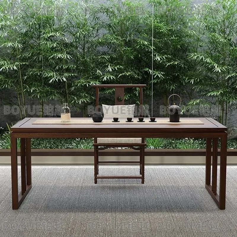 for New Chinese Calligraphy Painting Table Solid Wood Zen Tea Table and Chair Set Living Room Kung Fu Tea Table Solid Wood