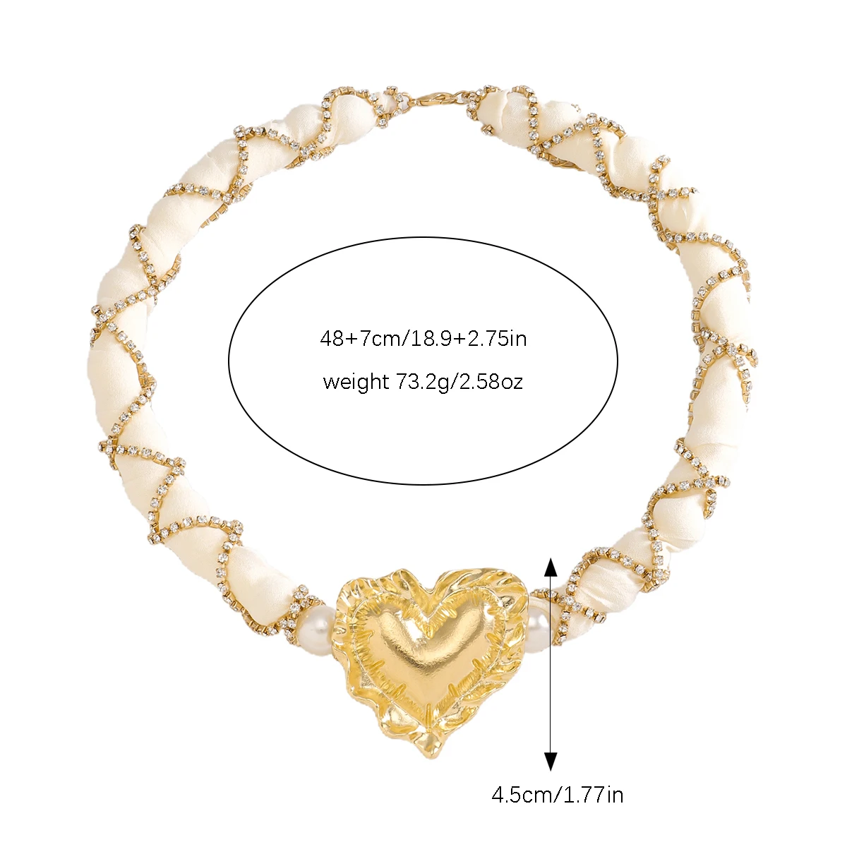 ZAA Pearl Jewel Heart Neckalce Elegant Yarn Rhinestone Choker Necklace For Women Simple Textured Party Accessory Friends Gifts