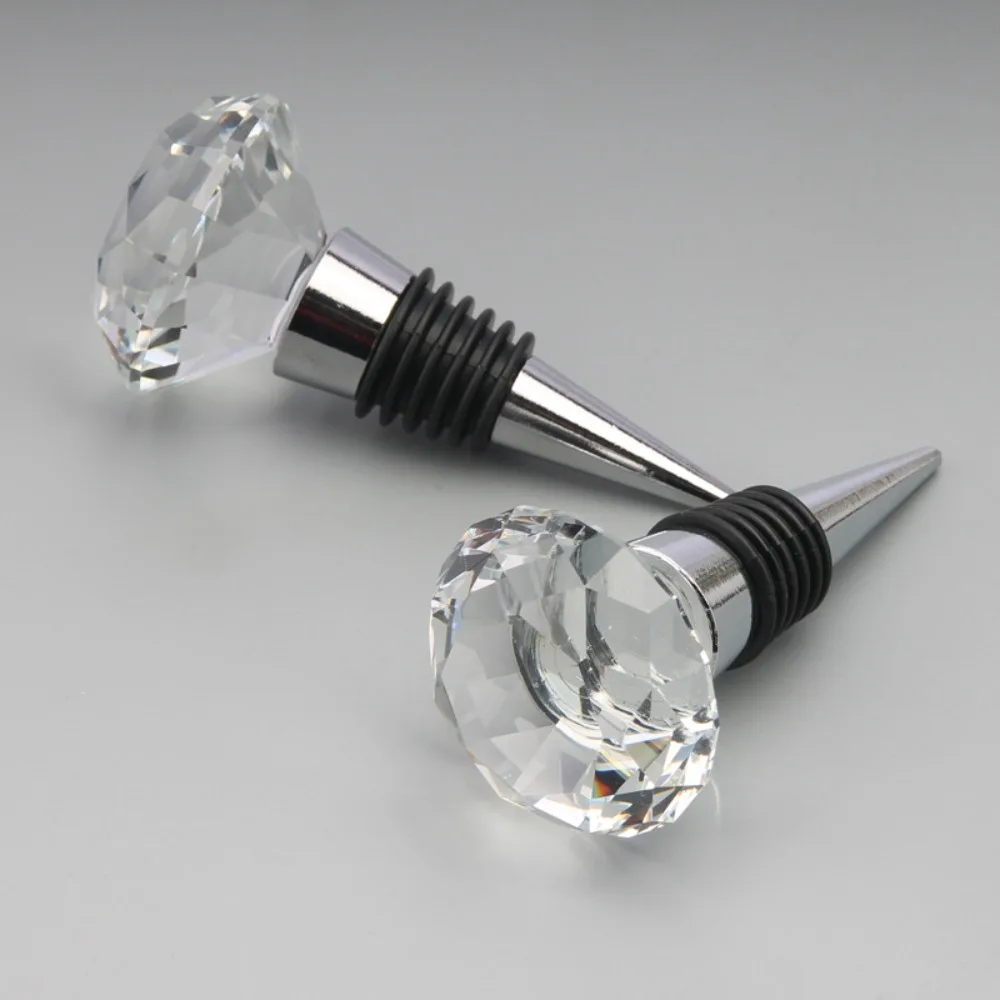 2PCS Bar Tool Zinc Alloy Diamond Wine Stopper Decorative Conical Wine Bottle Cork Reusable Crystal Wine Bottle Stopper Gift view 2